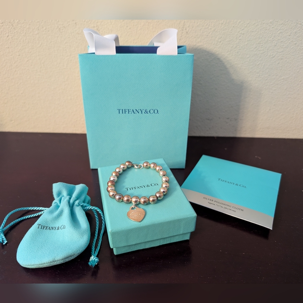 Tiffany & Co. Heart Tag Ball Bracelet 7" - Picture 7 of 8